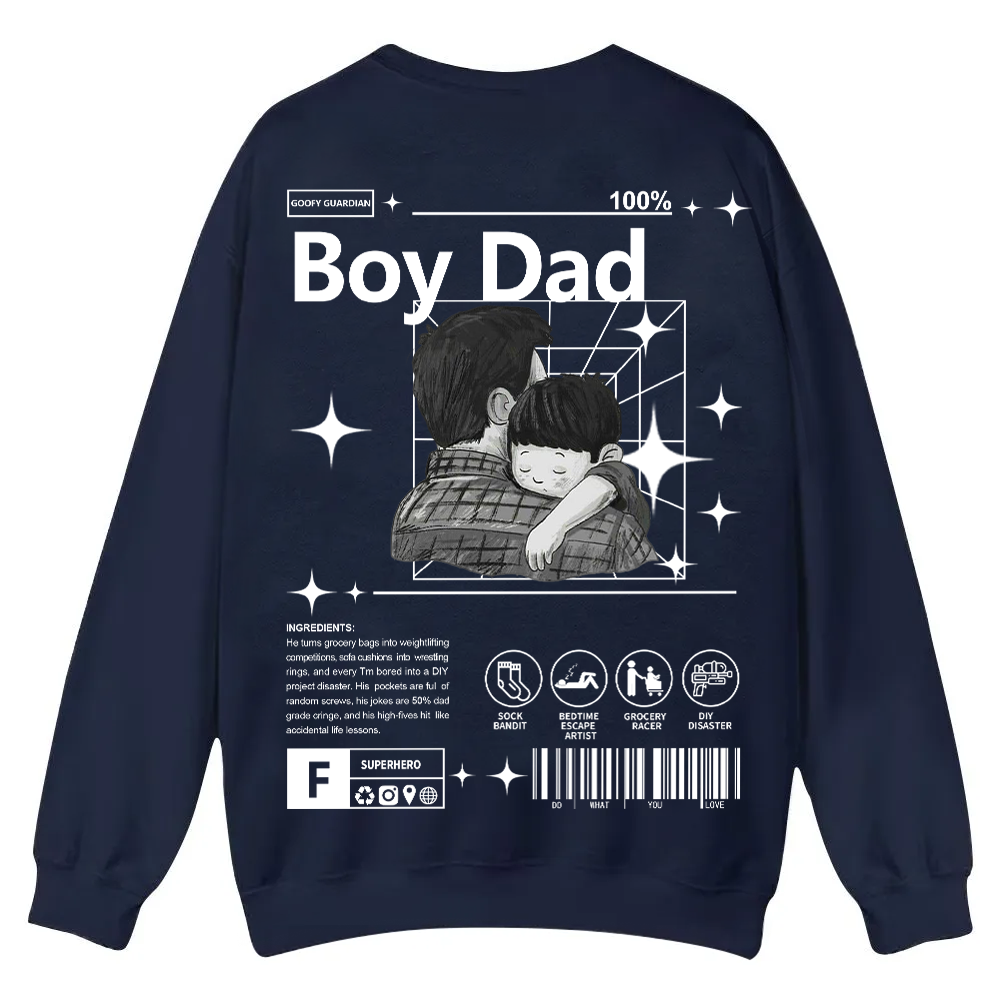 Boy Dad Casual Crewneck Sweatshirt wearishow