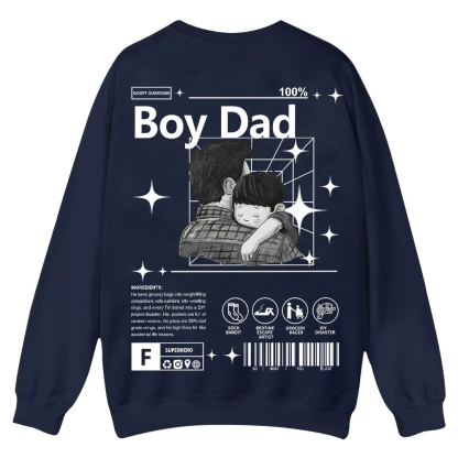 Boy Dad Casual Crewneck Sweatshirt wearishow