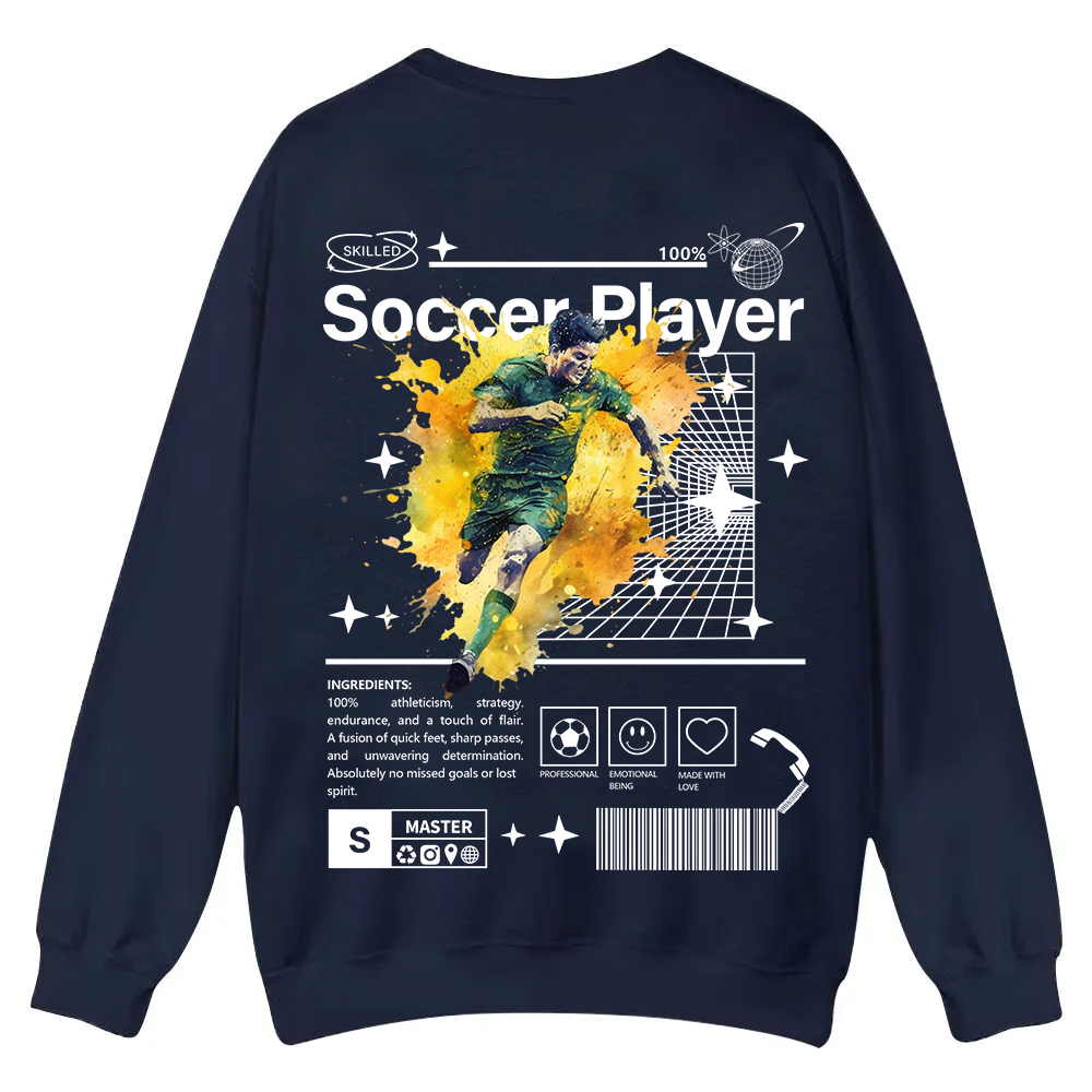 Soccer Player Casual Crewneck Sweatshirt wearishow