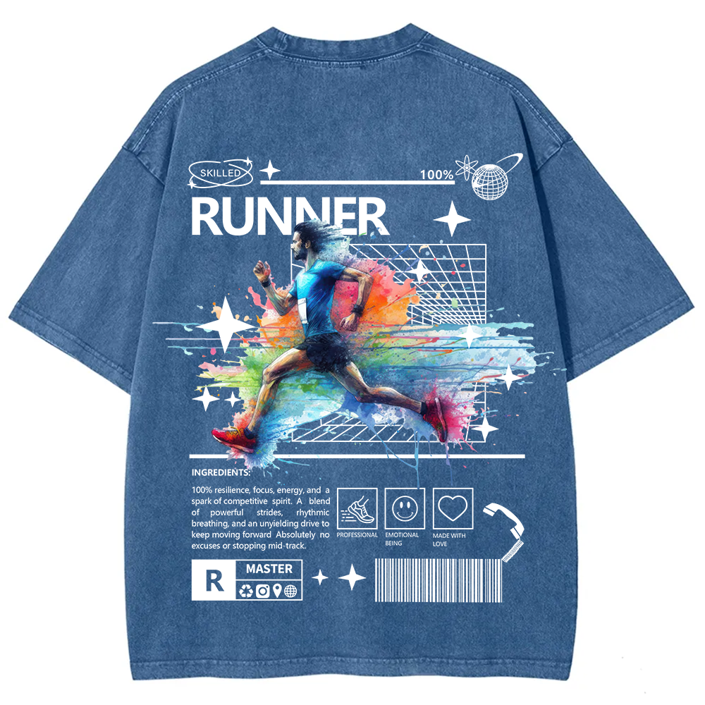 Runner Unisex Fit Washed T-Shirt