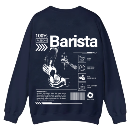 Barista Casual Crewneck Sweatshirt wearishow