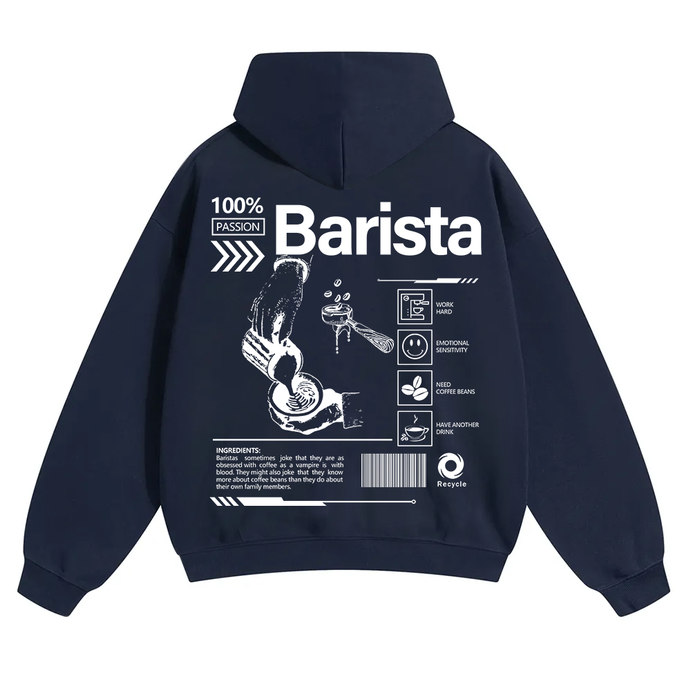 Barista Unisex Solid Color Hoodie wearishow