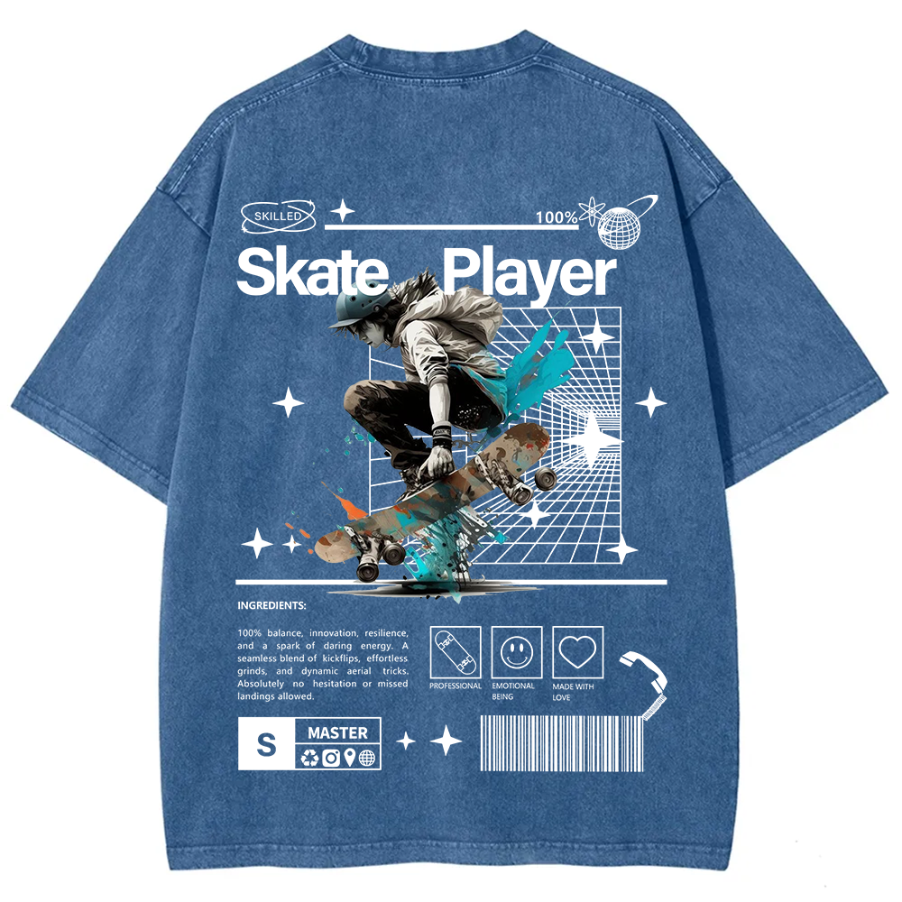 Skate Player  Unisex Fit Washed T-Shirt