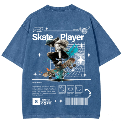 Skate Player  Unisex Fit Washed T-Shirt