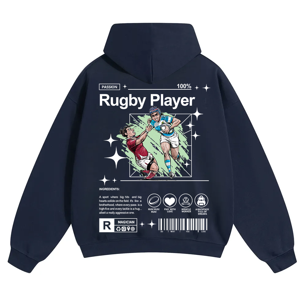 Rugby Player Unisex Solid Color Hoodie wearishow