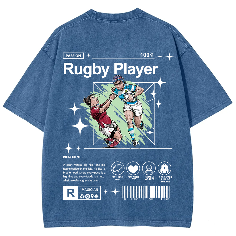 Rugby Player Unisex Fit Washed T-Shirt