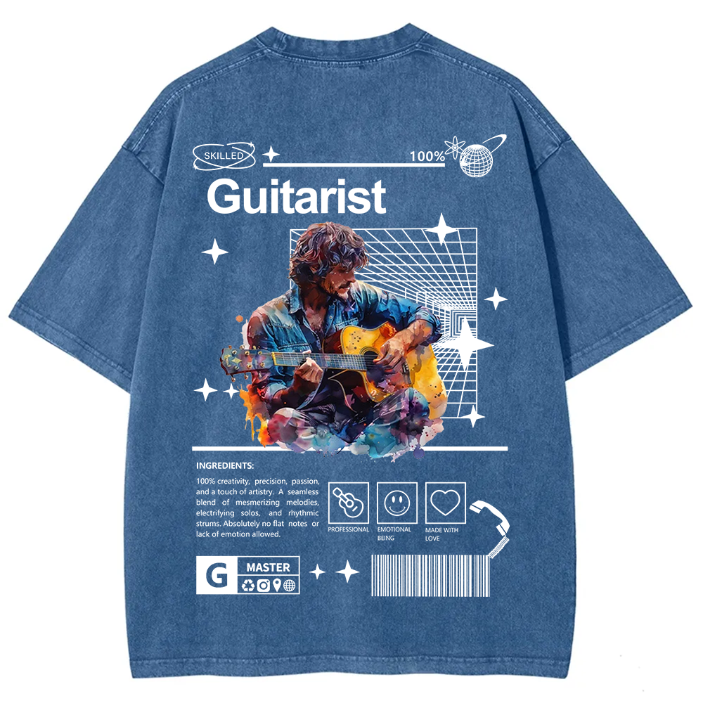 Guitarist Unisex Fit Washed T-Shirt
