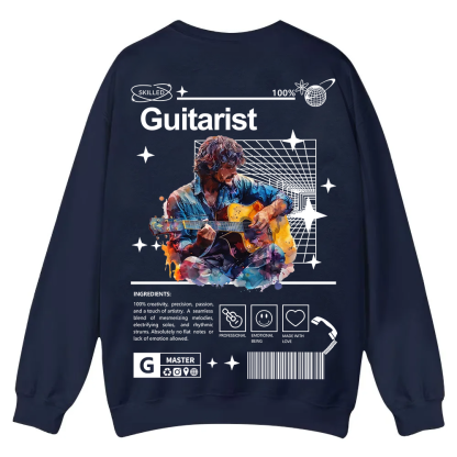 Guitarist Casual Crewneck Sweatshirt wearishow