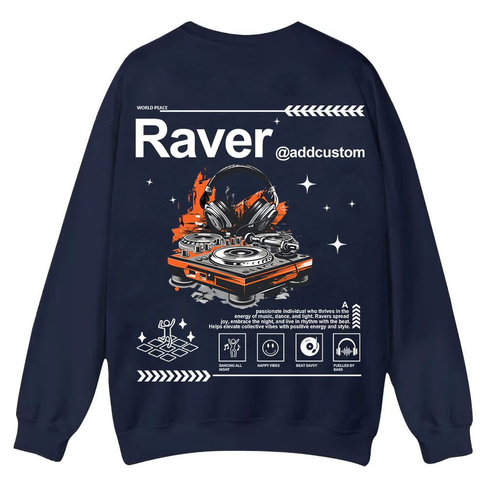 Addcustom Raver Casual Crewneck Sweatshirt wearishow