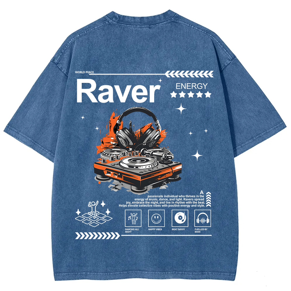 Raver Unisex Fit Washed T-Shirt