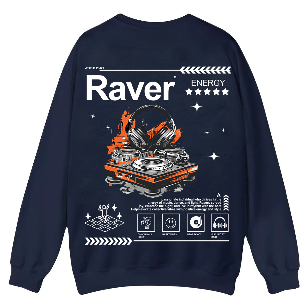 Raver Casual Crewneck Sweatshirt wearishow