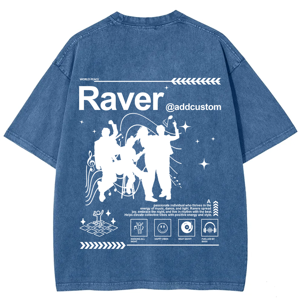 Addcustom Raver Unisex Fit Washed T-Shirt
