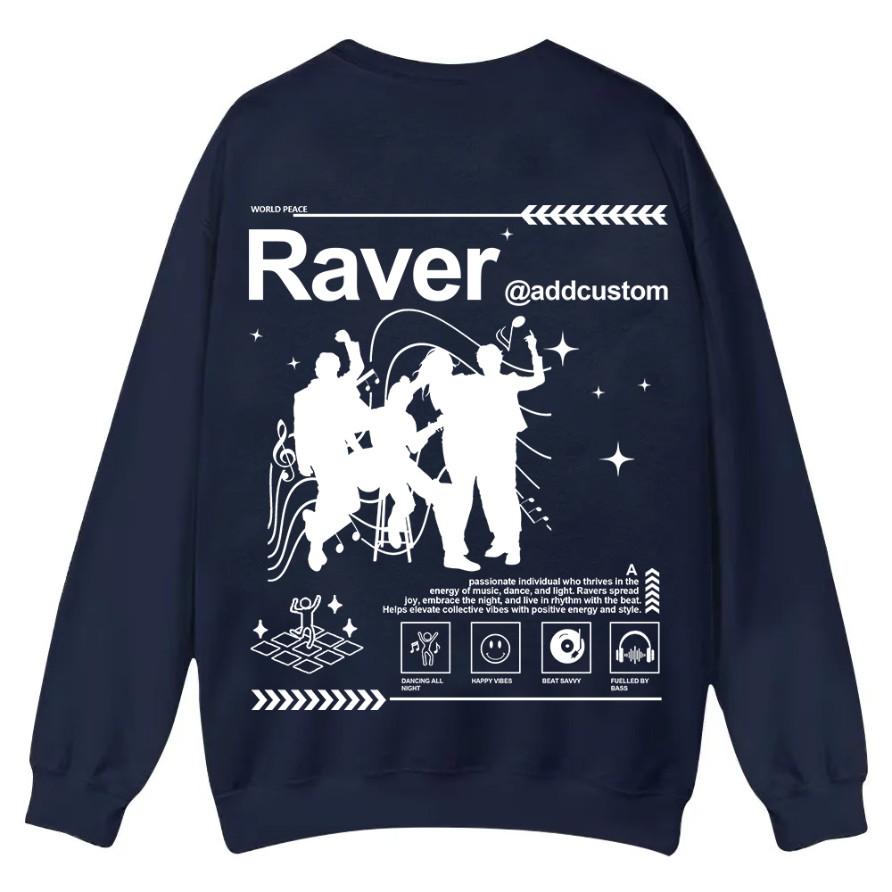 Addcustom Raver Casual Crewneck Sweatshirt wearishow