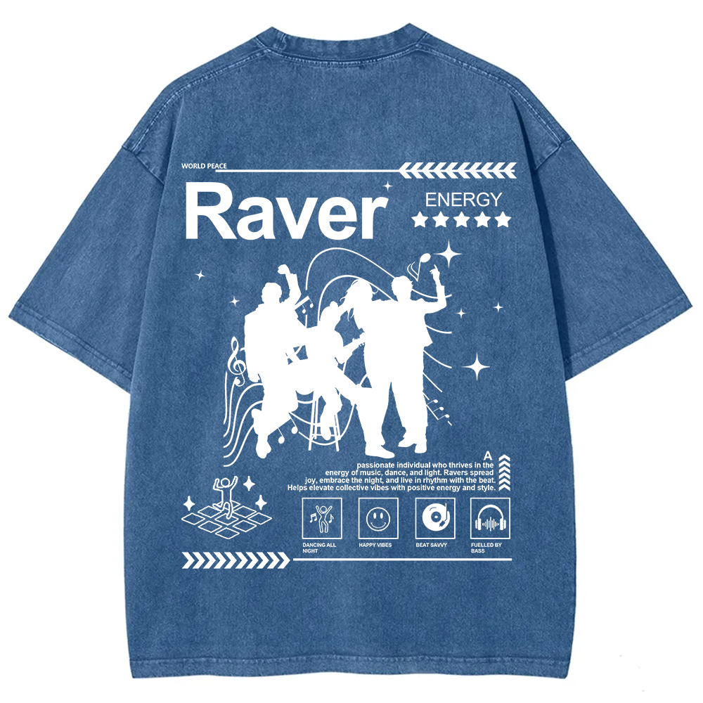 Raver Unisex Fit Washed T-Shirt