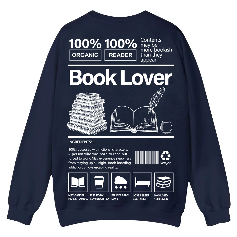 Book Lover Casual Crewneck Sweatshirt wearishow