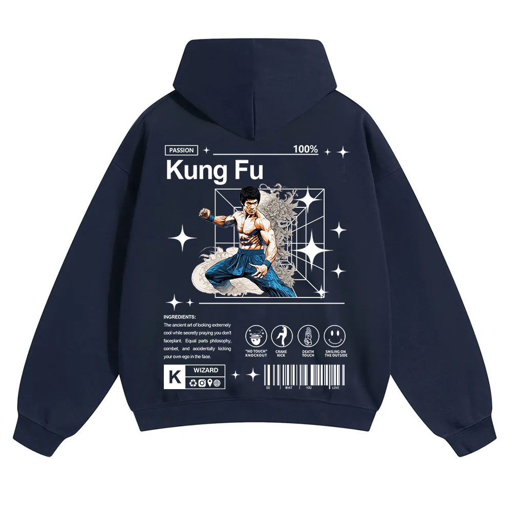 Kung Fu Unisex Solid Color Hoodie wearishow