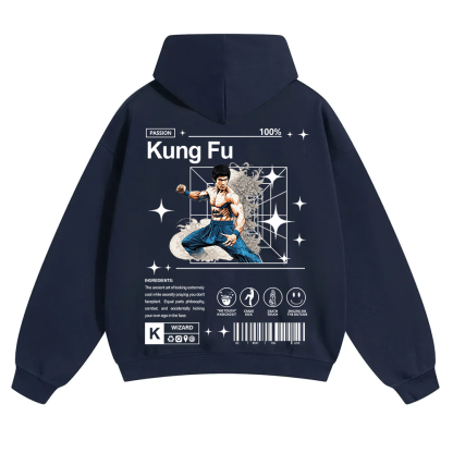 Kung Fu Unisex Solid Color Hoodie wearishow