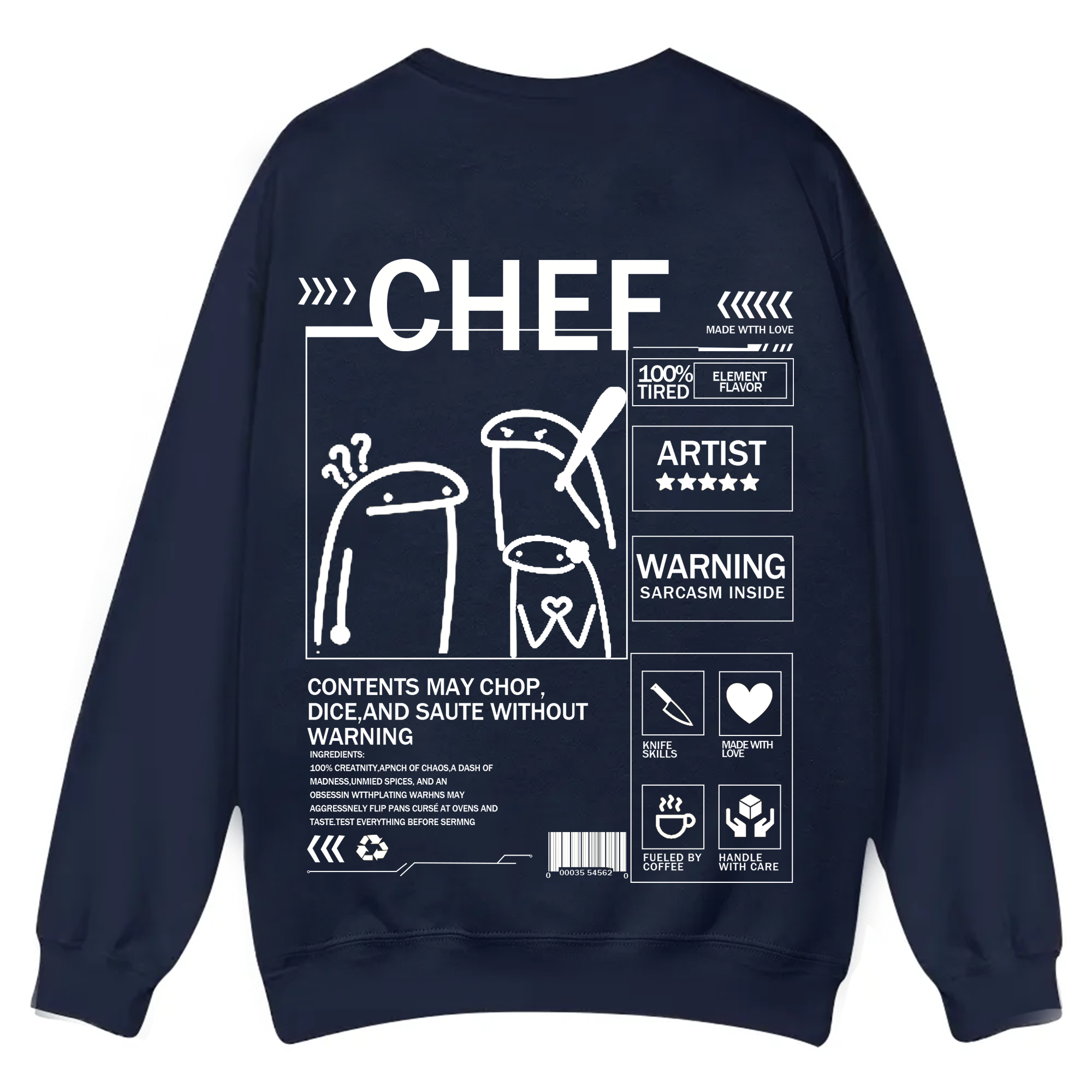 Chef Solid Color Unisex Casual Crewneck Sweatshirt