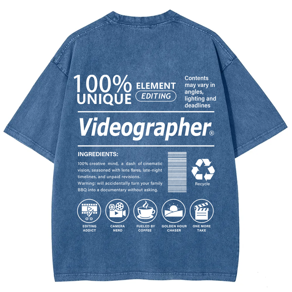 Videographer Unisex Fit Washed T-Shirt