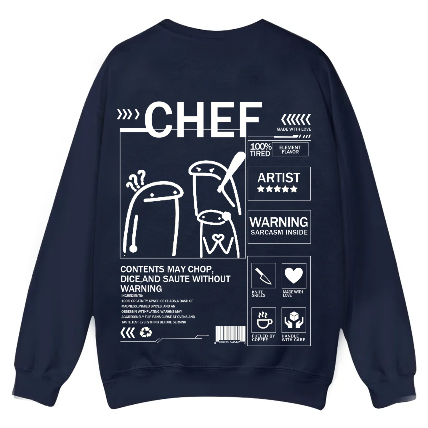 Chef Solid Color Unisex Casual Crewneck Sweatshirt