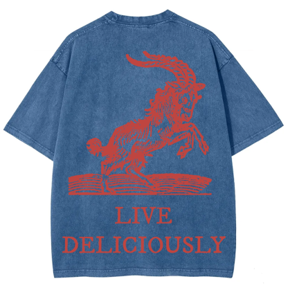 Unisex Vintage Washed The Witch Live Deliciously  T-Shirt