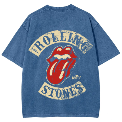 Unisex Vintage Washed Rolling Stones Rock Band T-Shirt