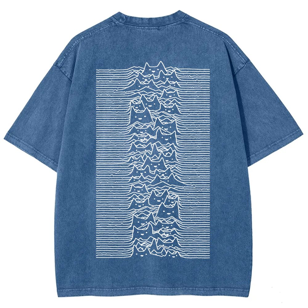 Unisex Vintage Washed Joy division Cat T-shirt