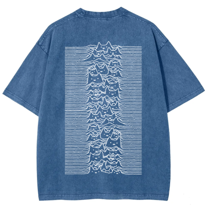 Unisex Vintage Washed Joy division Cat T-shirt