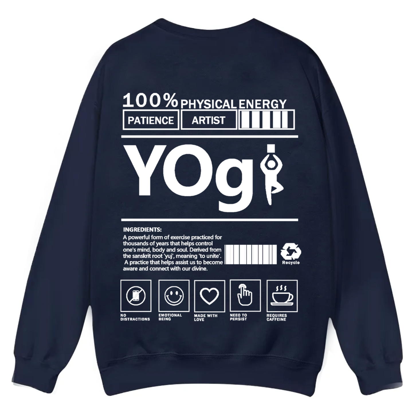 Yogi Solid Color Unisex Casual Crewneck Sweatshirt