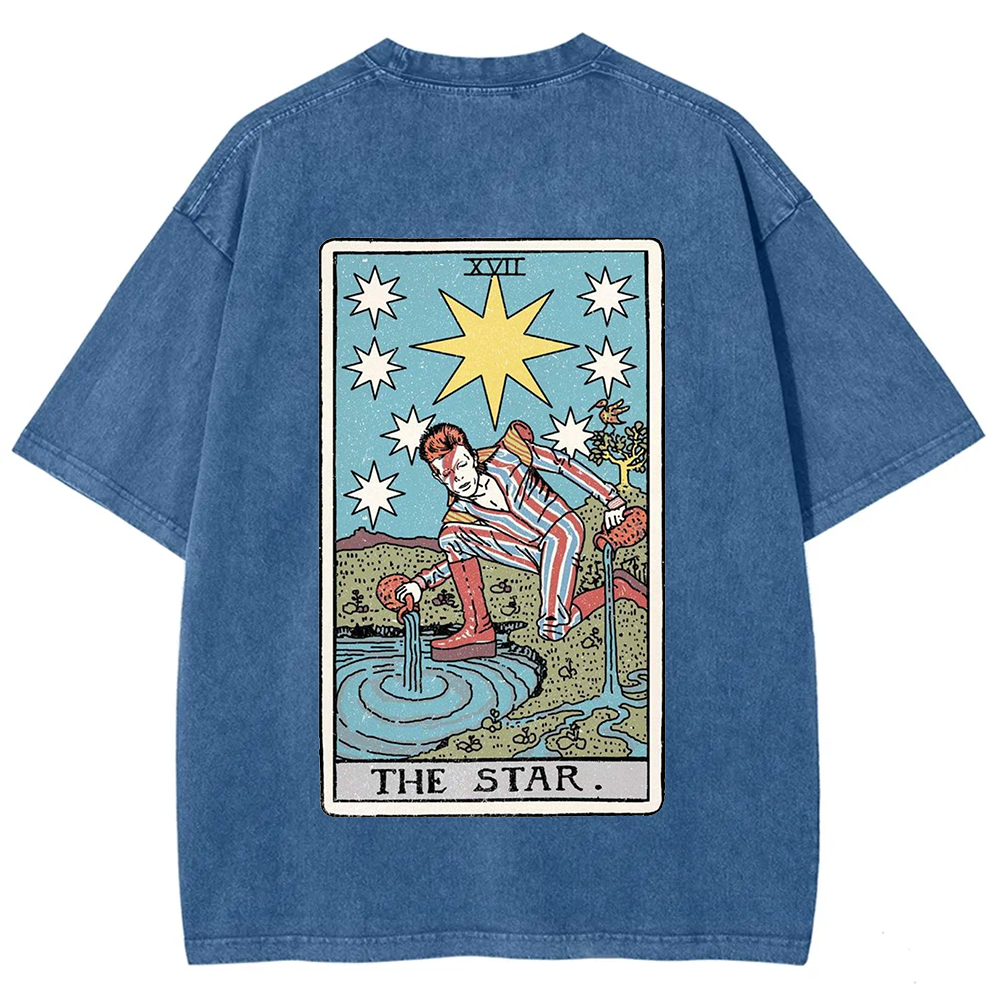 Unisex Vintage Washed The Star David Bowie Tarot Card T-shirt