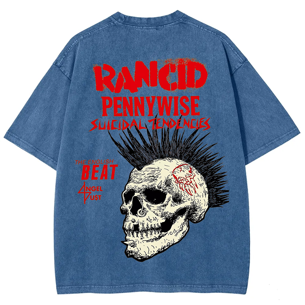 Rancid Skull Print Casua T-Shirt