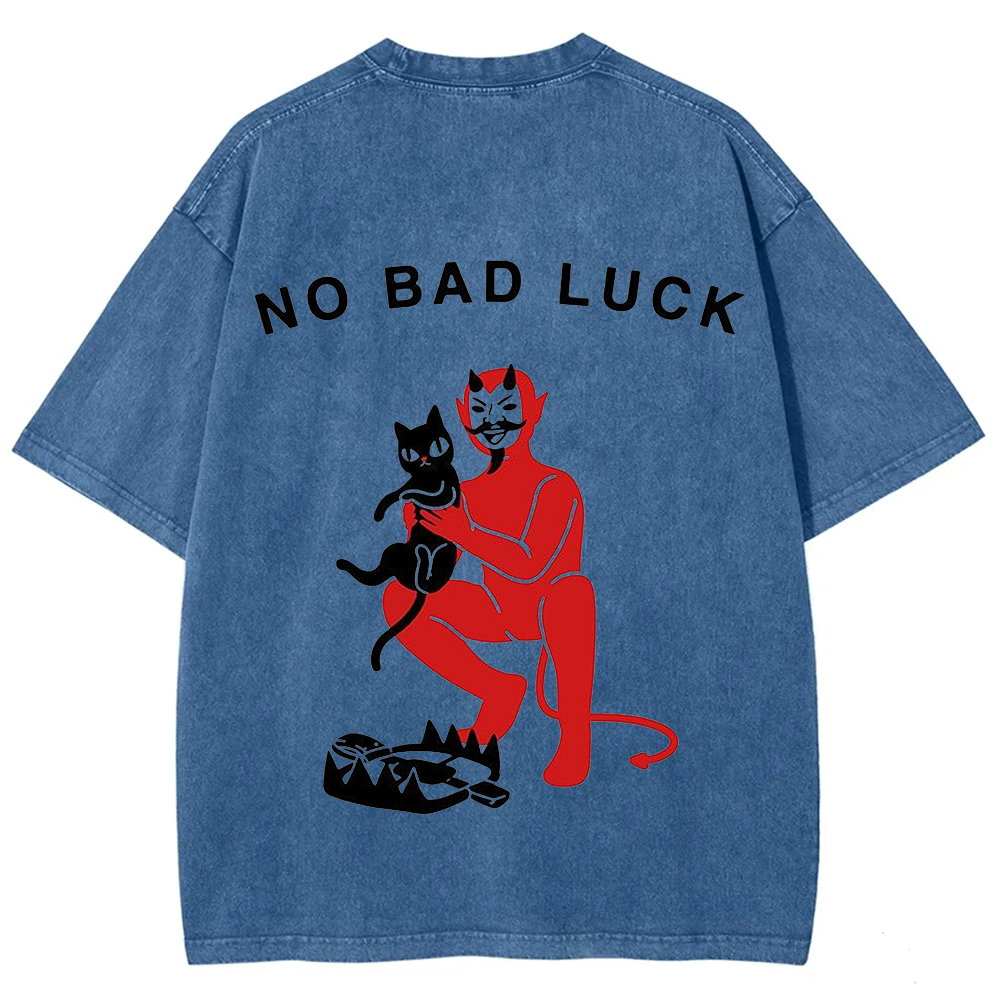 Unisex Cat No Bad Luck Print T-Shirt