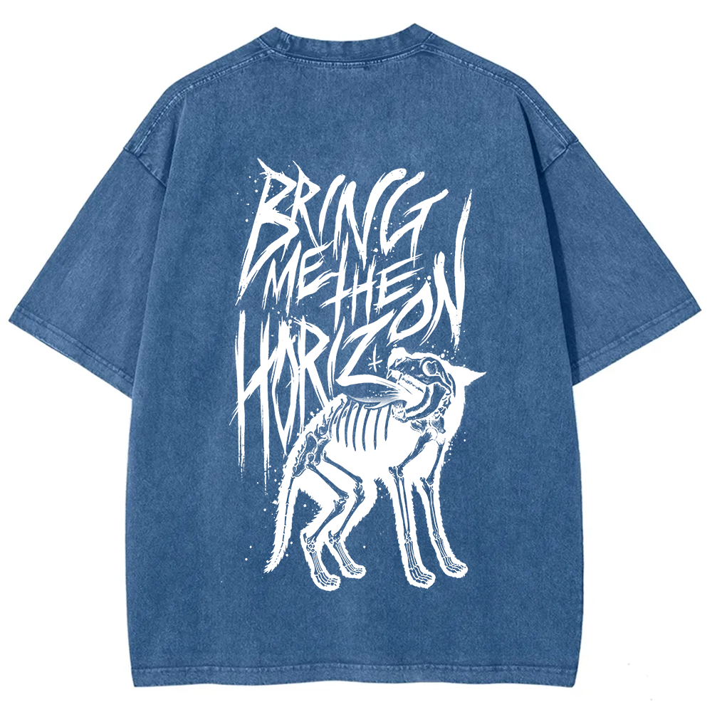 Unisex Vintage Washed Bring Me the Horizon Rock Band T-Shirt