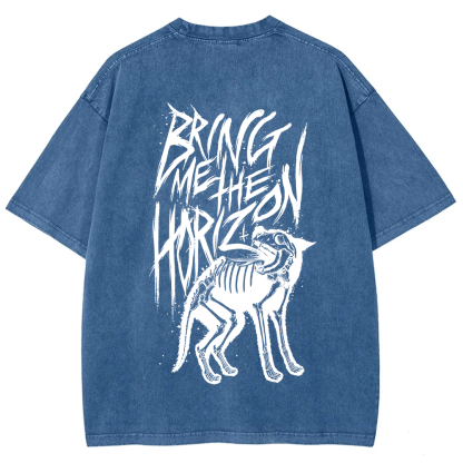 Unisex Vintage Washed Bring Me the Horizon Rock Band T-Shirt