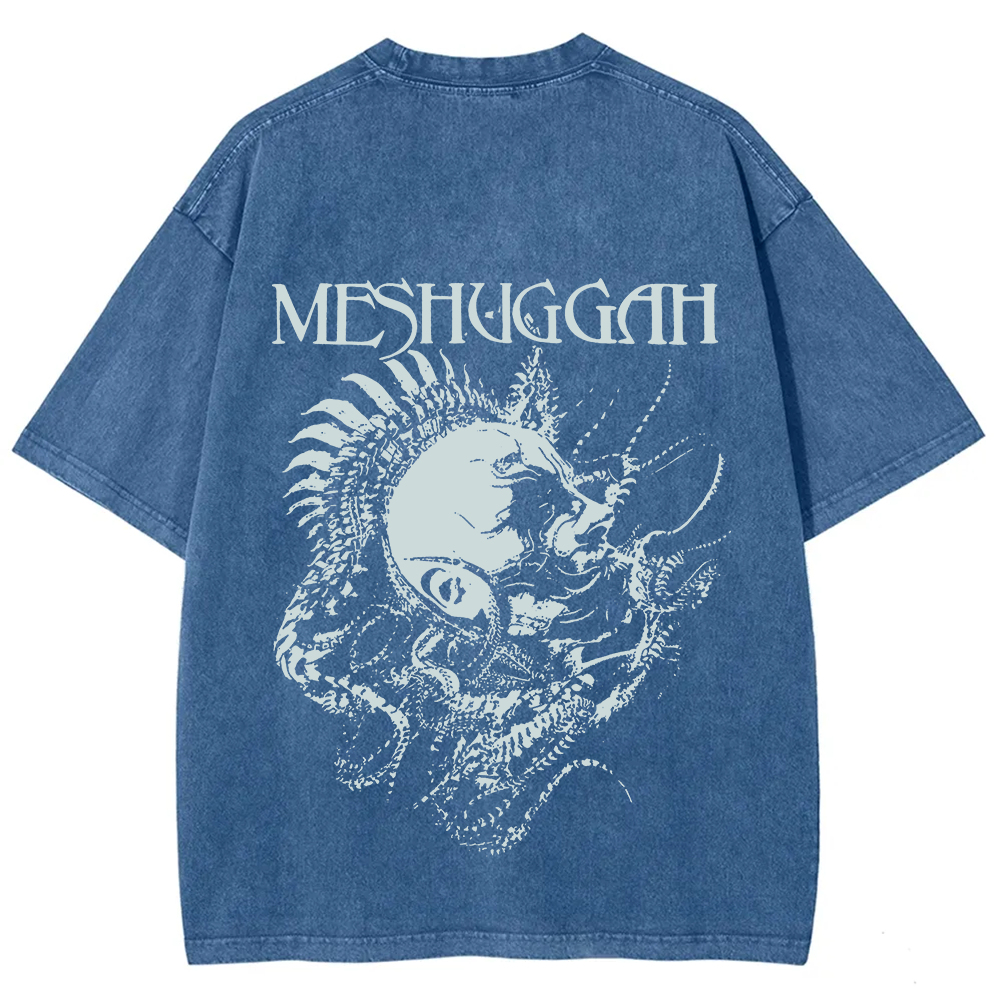 Unisex Vintage Washed Meshuggah Metal Band T-Shirt