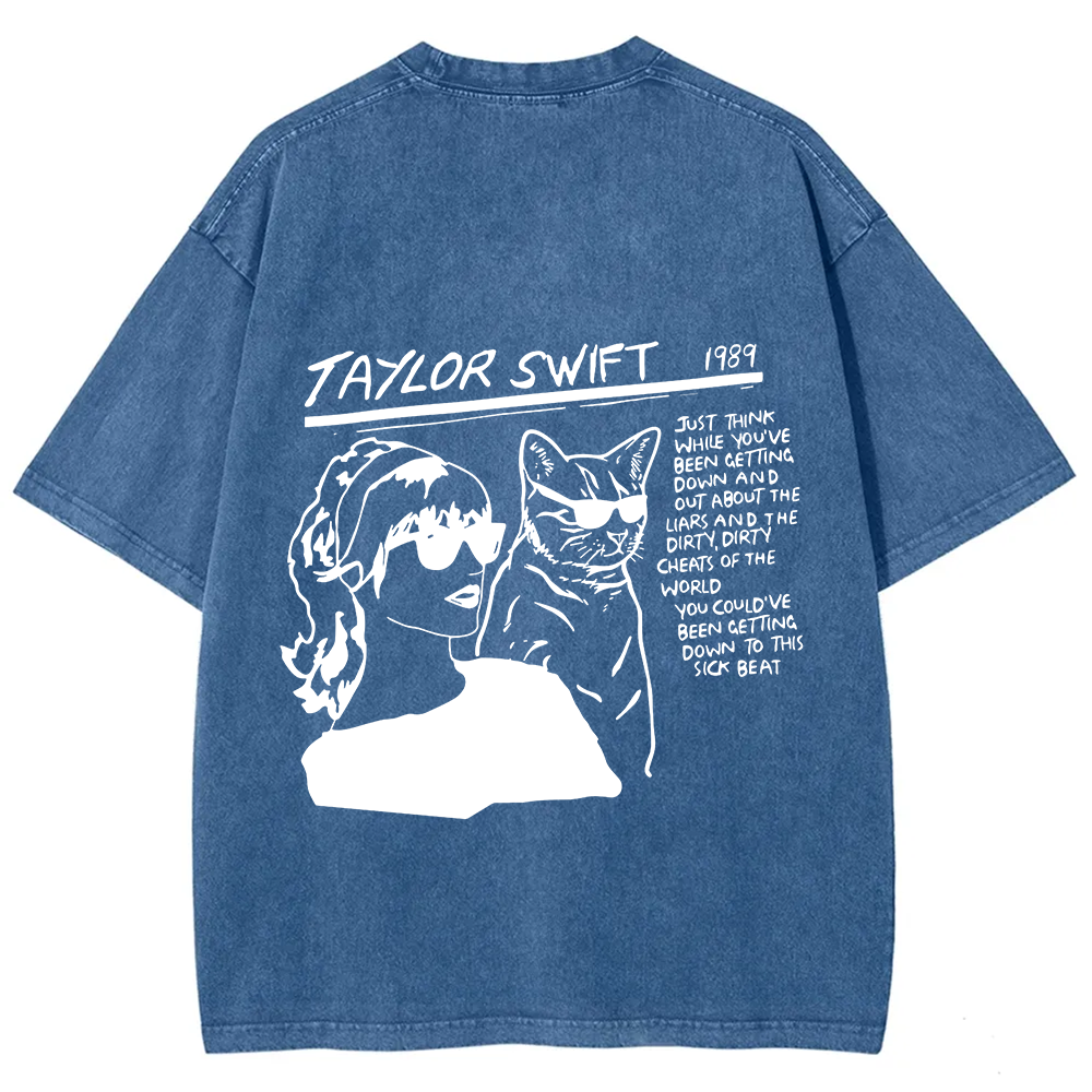 Unisex Casual Taylor Swift Singer Cat Printed T-Shirt