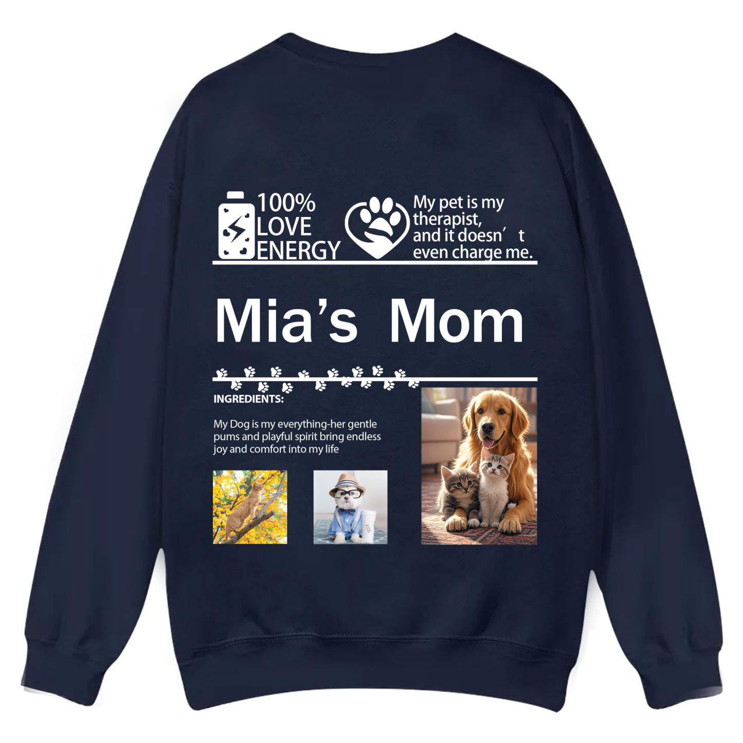 Pet Photo Creative Customized Unisex Casual Crewneck Sweatshirt