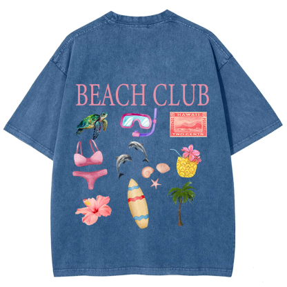 Beach Club Unisex Fit Washed T-Shirt