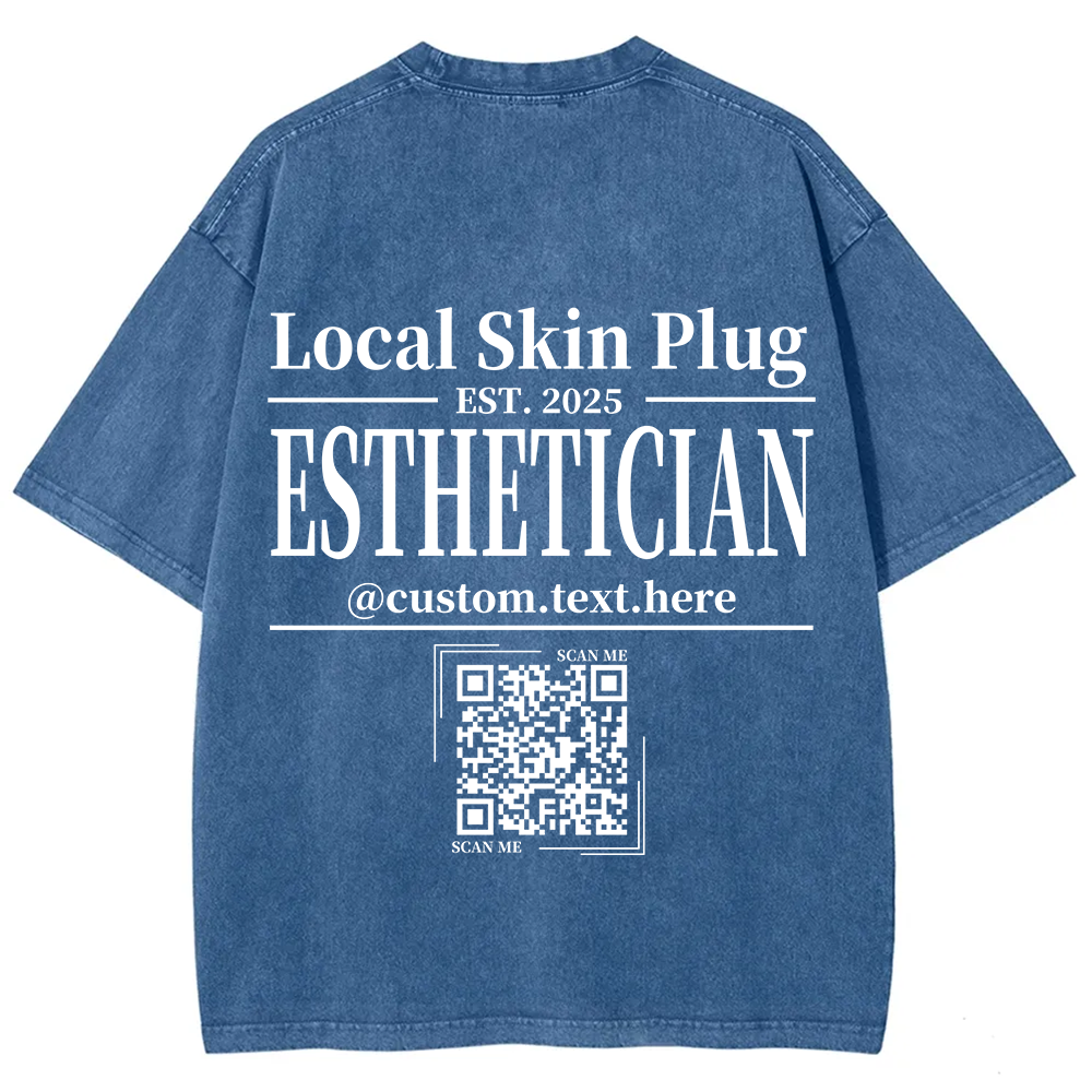 Esthetician Addcustom QR Code Name Unisex Fit Washed T-Shirt