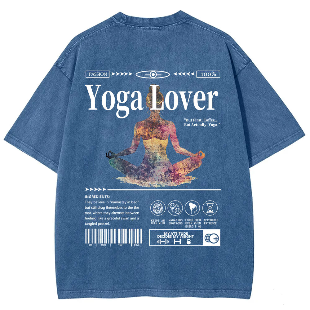 Yoga Lover Casual Washed T-Shirt