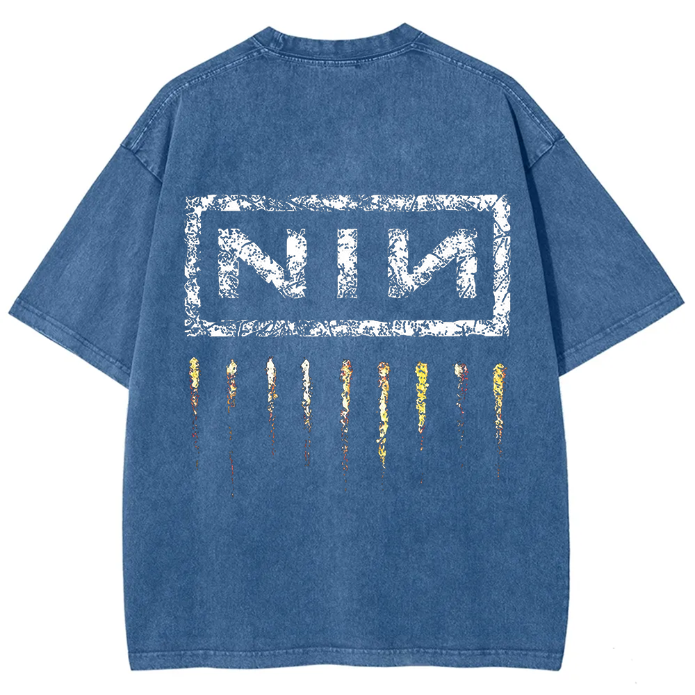 Unisex Vintage Washed Nine Inch Nails Band t-Shirt
