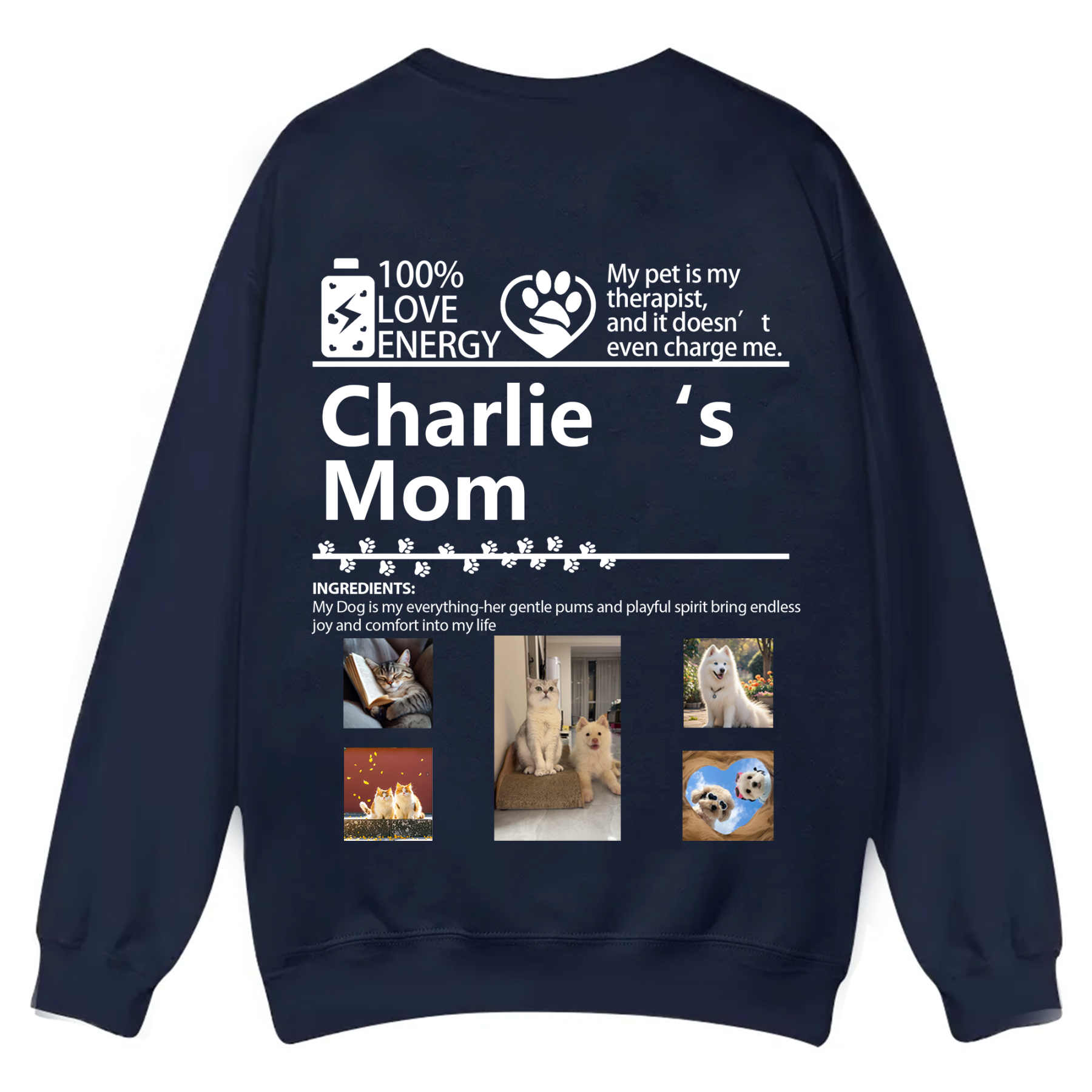 Pets Photos Creative Customized Unisex Casual Crewneck Sweatshirt