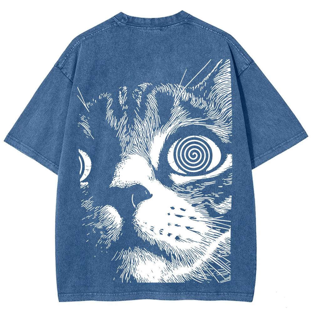 Psychedelic Cat Graphic Print t-Shirt
