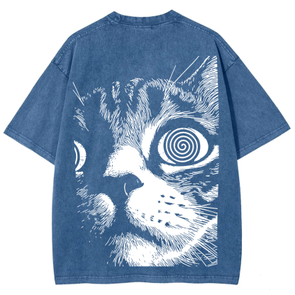 Psychedelic Cat Graphic Print t-Shirt