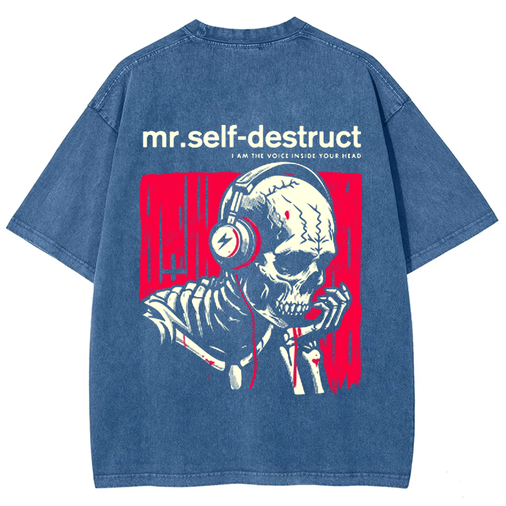 Unisex Washed Nine Inch Nails Mr Self Destruct Music t-Shirt