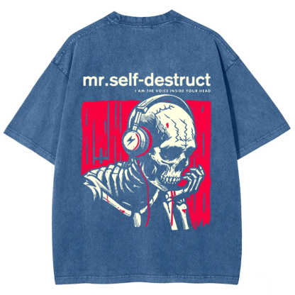 Unisex Washed Nine Inch Nails Mr Self Destruct Music t-Shirt