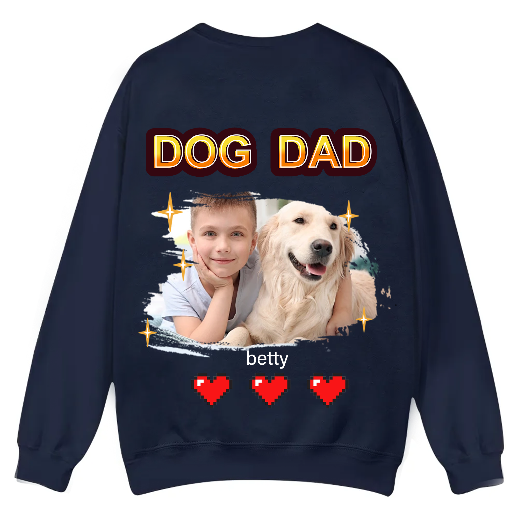 Dog Mom Pixel Photo - Personalized Custom Unisex Casual Crewneck Sweatshirt