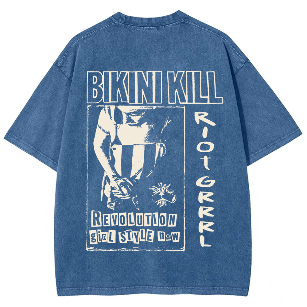 Unisex Vintage Washed Bikini Kill Rock Band t-Shirt