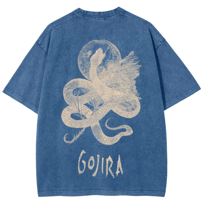 Unisex Vintage Washed Gojira Heavy Metal Band t-Shirt