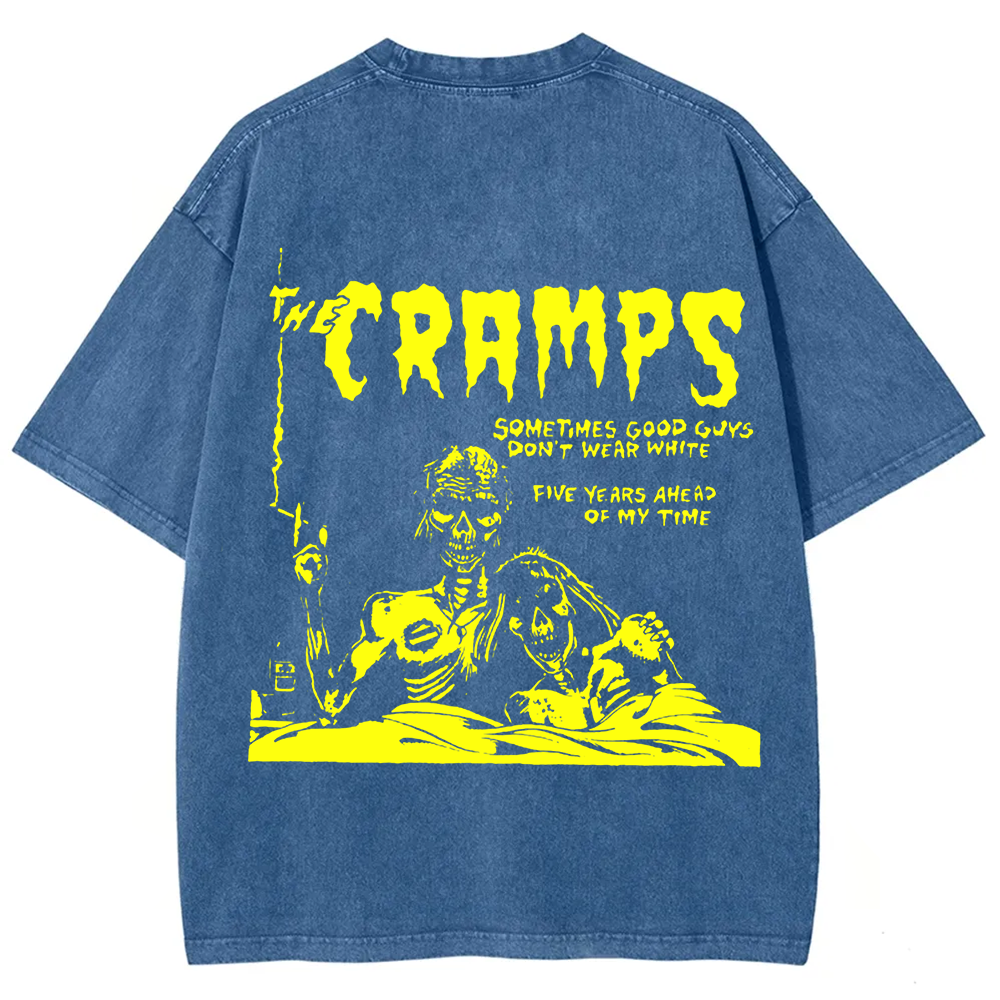 Unisex Vintage Washed The Cramps Rock Band t-Shirt